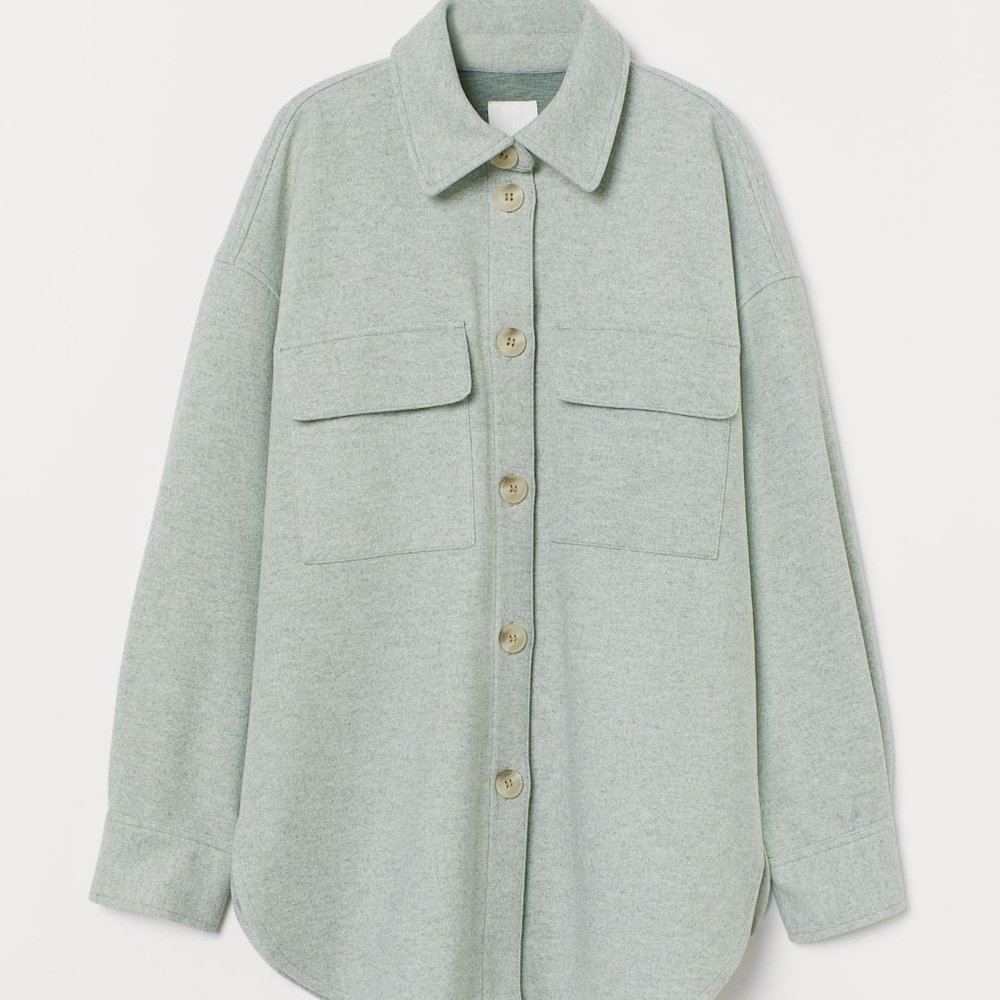(NWT) H&M - spring light green melange shirt jacket / shacket (xs)